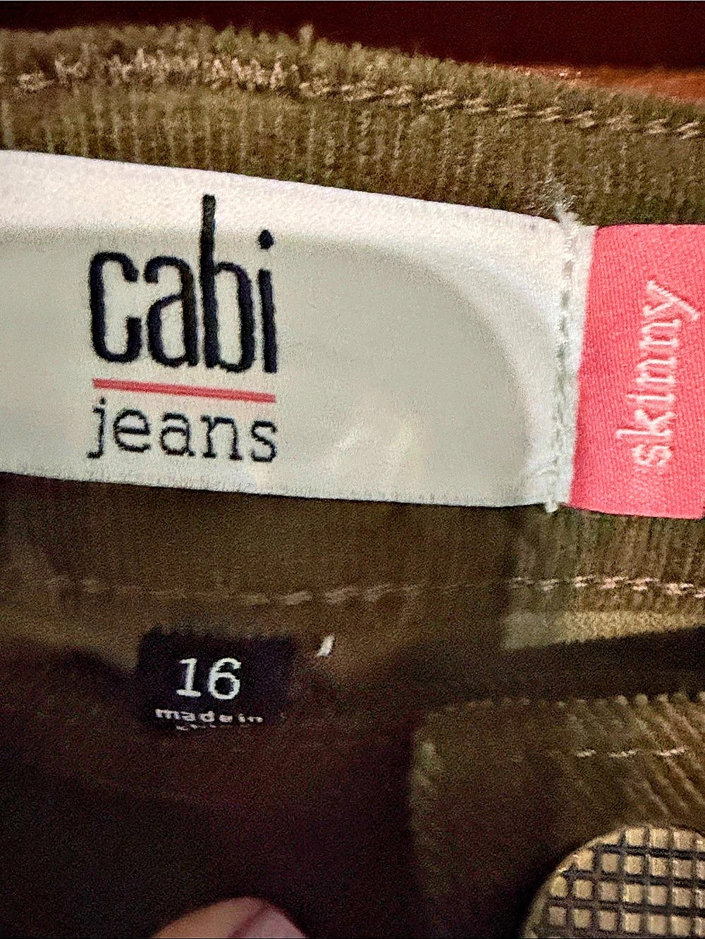 Gabi Jeans Olive Skinny Jeans Waist 16 - Picture 4 of 4
